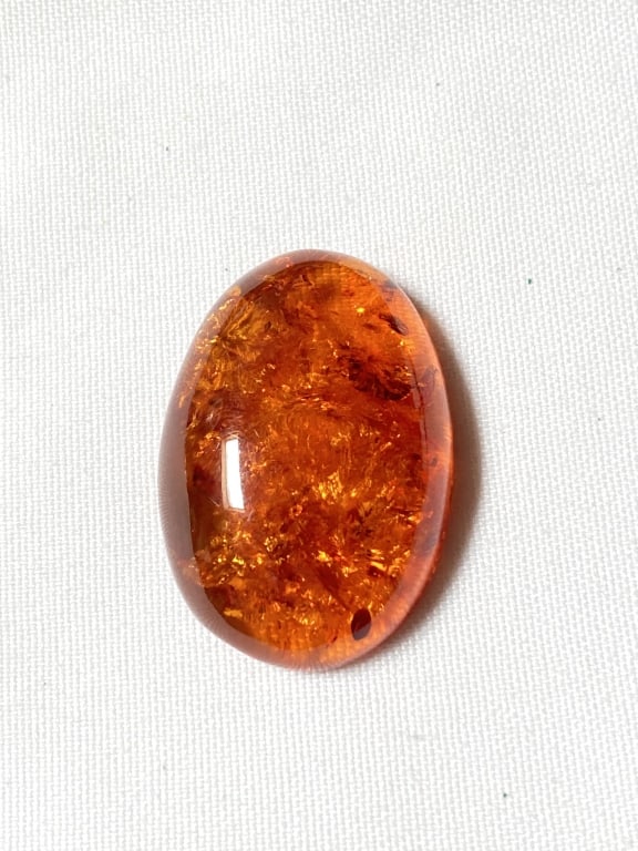 Oval Amber Bead: Oval Amber Bead, 1.75in by 1 1/8in