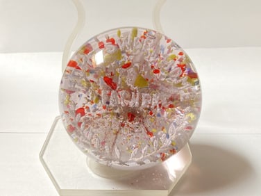 Unmarked Home Sweet Home to Father Glass Paperweig
