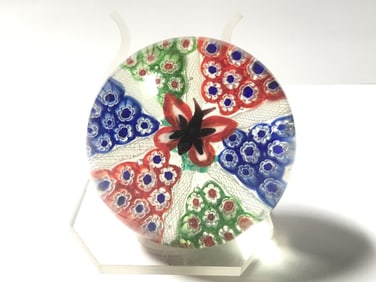 Murano Italy Butterfly Millefiori Glass Paperweigh