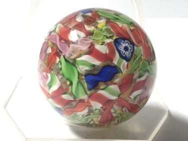 Murano Italy Millefiori Glass Paperweight