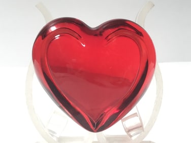 Unmarked Red Heart Glass Paperweight