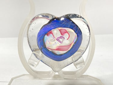 1999 Randy Strong Art Glass Heart Paperweight