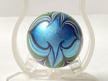 1978 Orient & Flume Iridescent Pulled Feather Glas