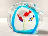 Murano Italy Aquarium Glass Paperweight: Murano Italy Aquarium Glass Paperweight, 5in by 6in