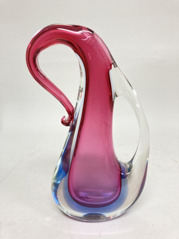 Vintage Murano Italy Sommerso Glass Vase: Vintage Murano Italy Sommerso Glass Vase, 9in