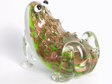 Large Vintage Murano Italy Glitter Green Art Glass