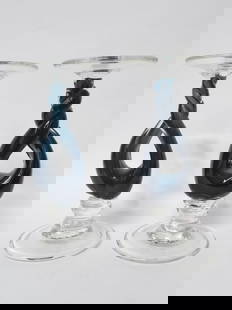 Pr. of Art Glass Candlesticks: Pr. of Art Glass Candlesticks, 9in