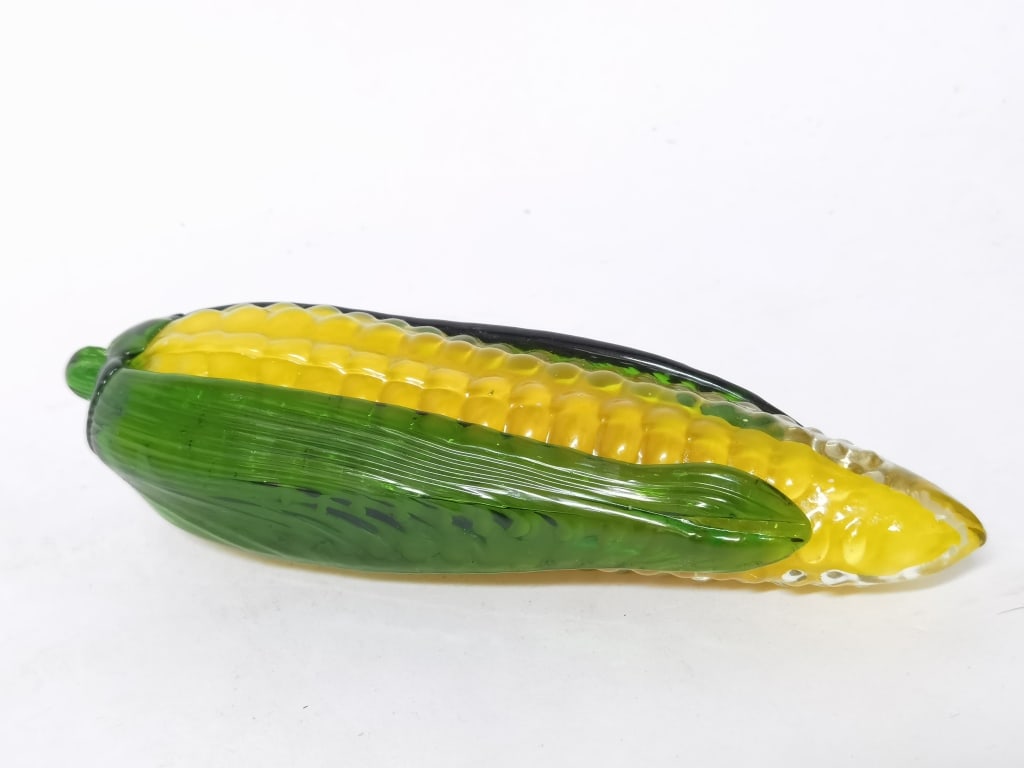 Vintage Murano Italy Art Glass Corn: Vintage Murano Italy Art Glass Corn, 2in by 7.25in