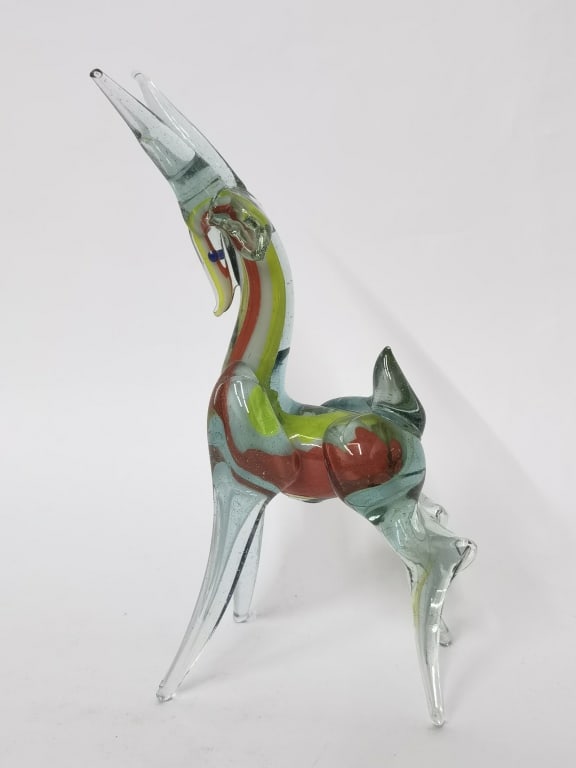 Vintage Murano Italy Art Glass Deer: Vintage Murano Italy Art Glass Deer, 9in