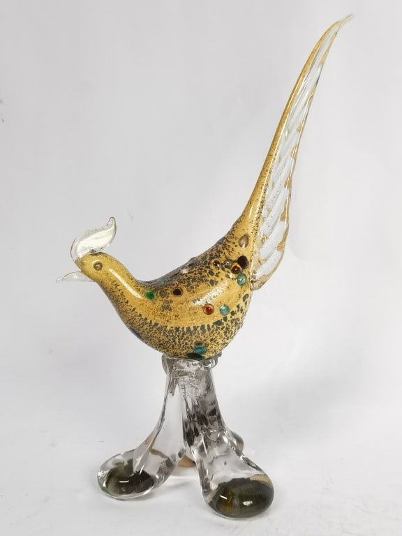 Vintage Murano Italy Art Glass Pheasant