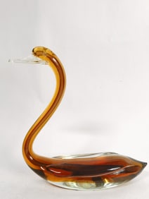 Vintage Murano Italy Red/Amber Sommerso Glass Swan