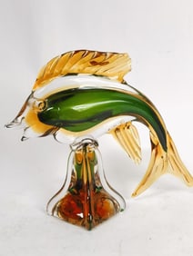 Vintage Murano Italy Sommerso Glass Fish