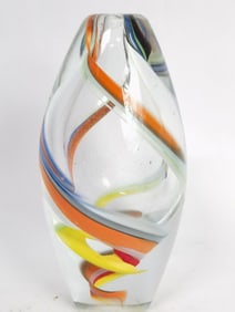 Vintage Murano Italy Swirl Art Glass Vase