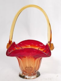 Vintage Indiana Glass Amberina Glass Basket