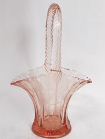 Vintage Westmoreland Etched Pink Glass Basket