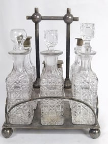 Set of Antique Victorian Silver Plated Condiment B