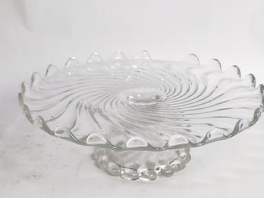 Vintage Fostoria Spiral Glass Cake Stand