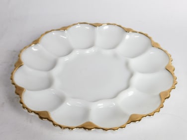Vintage Anchor Hocking Milk Glass Deviled Egg Plat