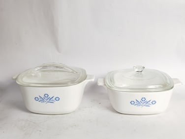 (2) Vintage Blue Cornflower Ware Casserole Dish