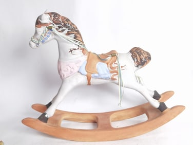 Vintage Enameled Ceramic Rocking Horse
