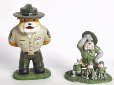 Vintage Faithful Fuzzies Army Dog Figurines