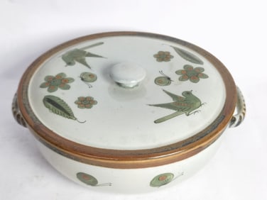 Vintage Elpalomar Mexico Pottery Covered Bowl