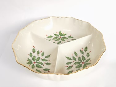 Vintage Lenox Holiday Porcelain Mistletoe Divided