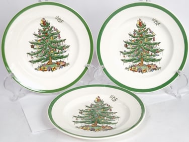 (3) Vintage Spode England Christmas Tree Plates