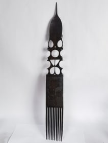 Large Vintage African Wood Carved Comb