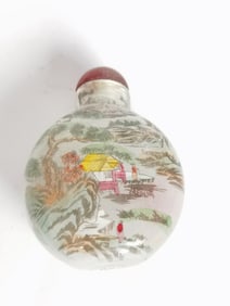 Vintage Chinese Reverse Painted Glass Snuff Bottle