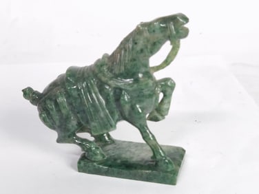 Vintage Chinese Green Jade Carved Horse