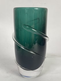 1991 Vintage Schulze Smokey Green Glass Serpentine