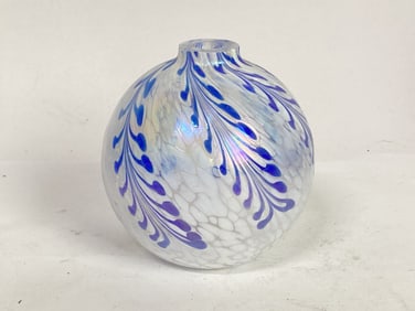 Iridescent Pulled Feather Splatter Glass Fuse Lamp