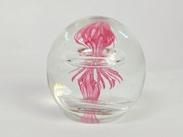 Dynasty Gallery Pink Jellyfish Bubble Glass Paperw