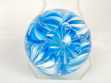 Dynasty Gallery Blue Pulled Petals Glass Paperweig