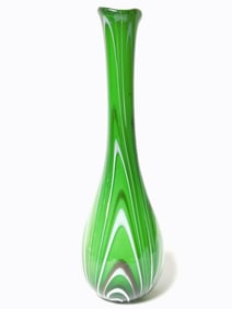 Vintage Hand Made Green Swirl Art Glass Vase