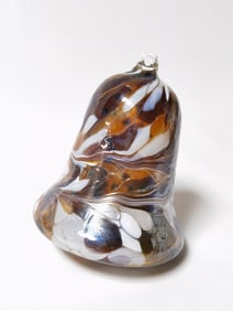 Vintage Amber/White Iridescent Glass Bell Ornament