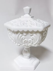 Vintage Imperial Glass Milk Glass Covered Bowl