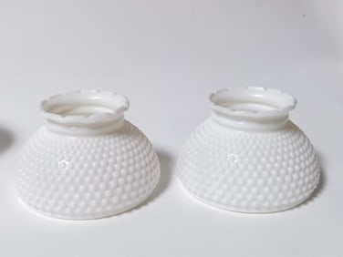 Pr. of Vintage Imperial Glass Milk Glass Hobnail L