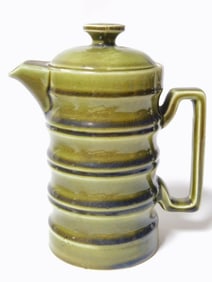 Vintage Nasco Glazed Olive Green Ripple Pitcher