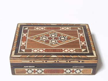 Vintage Marquetry Musical Jewelry Box