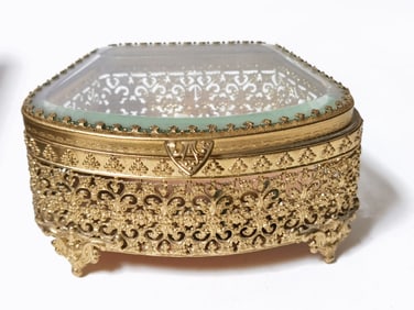 Vintage Hollywood Regency Ormolu Jewelry Box