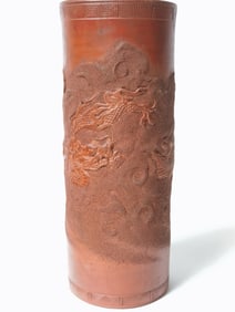 Antique Japanese Terra Cotta Dragon Vase
