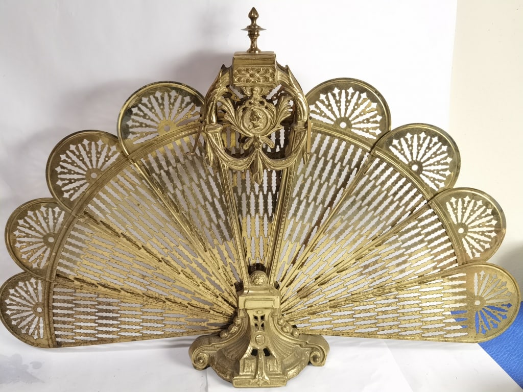 Vintage Brass Peacock Fireplace Screen (1 of 6)