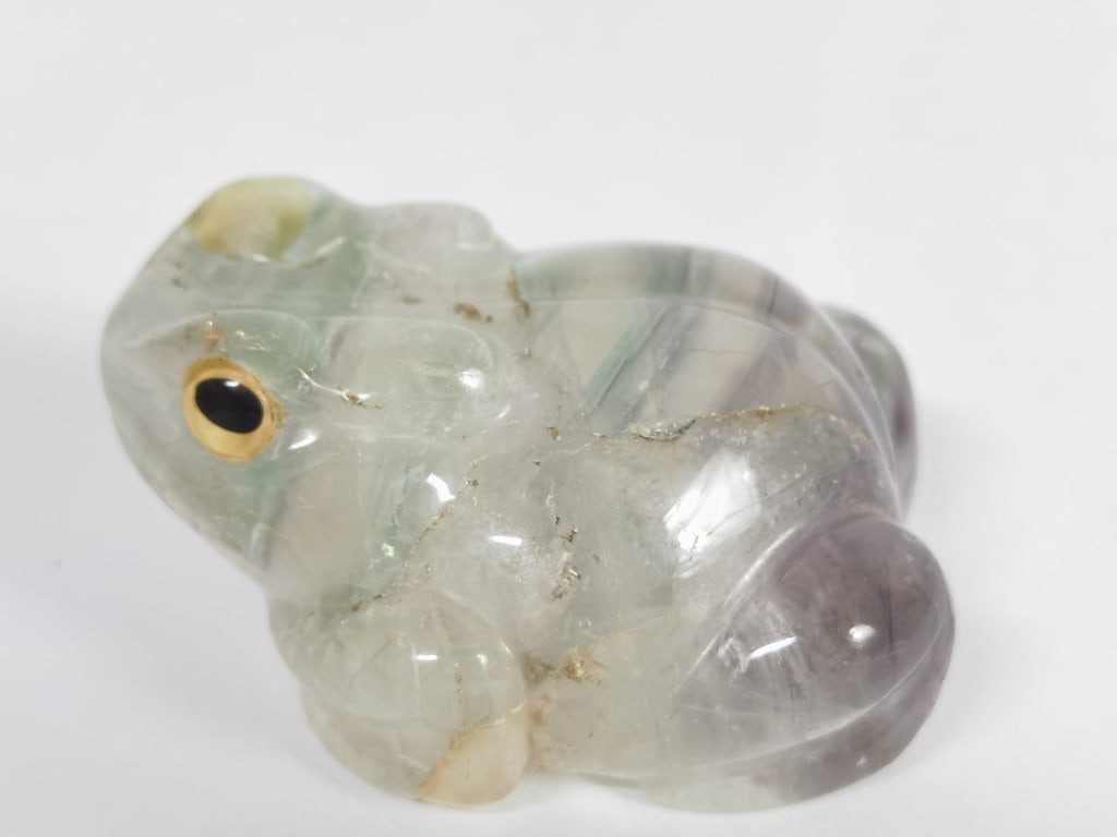 Vintage Watermelon Quartz Carved Frog (1 of 4)