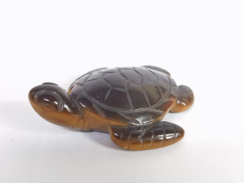 Vintage Tiger's Eye Stone Carved Turtle (1 of 5)