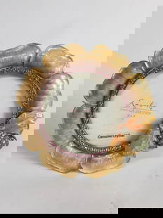 Vintage Genuine Crystal Enameled Photo Frame: Vintage Genuine Crystal Enameled Photo Frame, 4.5in