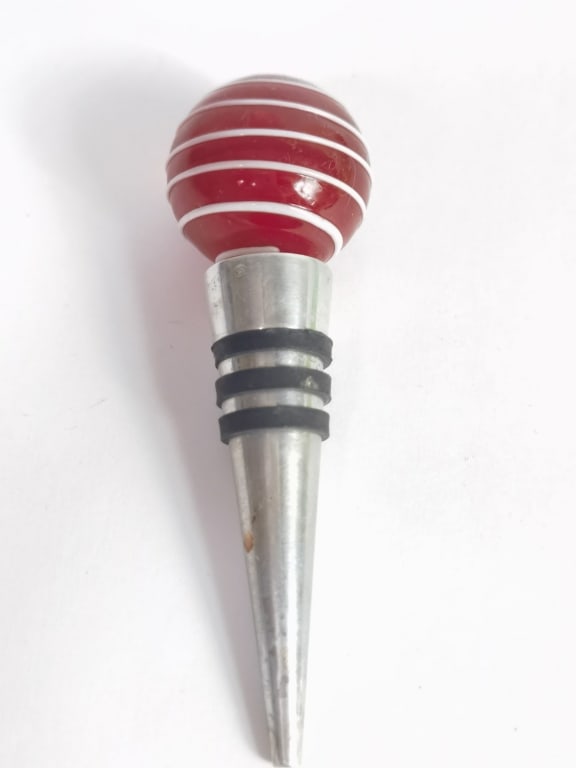 Vintage Murano Style Art Glass Ball Wine Stopper: Vintage Murano Style Art Glass Ball Wine Stopper, 4.5in