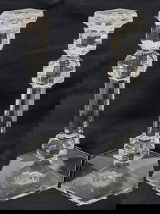 Pr. of Vintage Val. St. Lambert Crystal Candlestic: Pr. of Vintage Val. St. Lambert Crystal Candlesticks, 9.5in by 5in