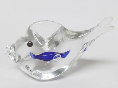 Vintage Murano Italy Art Glass Fish Paperweight: Vintage Murano Italy Art Glass Fish Paperweight, 3in by 5in